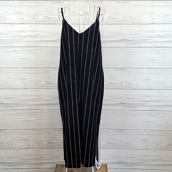 Leith black velvet pinstriped maxi dress Women's Size S - Picture 1 of 12